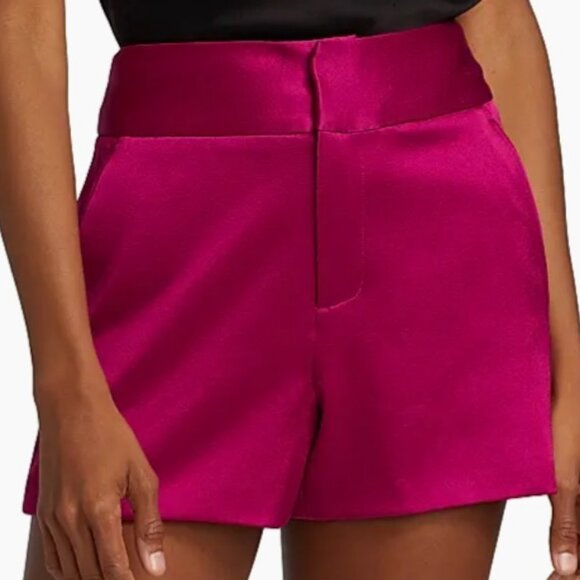 *NEW Alice + Olivia Cady High Waist Satin Shorts Raspberry Pink Size 8